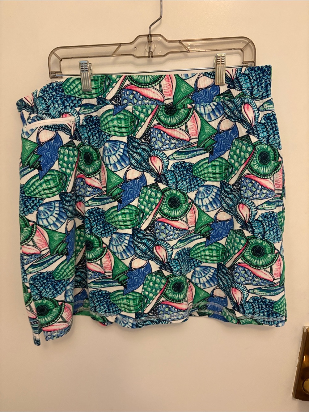 Talbots Shell-Print Skort in Blue, Green & Pink